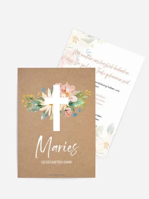 Dankeskarte Taufe Zwischen den Blumen