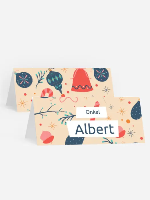 Tischkarte Weihnachten Buntes Spielzeug