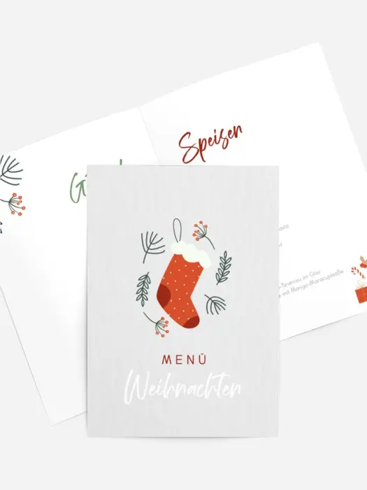 Menükarte Weihnachten Rote Socke