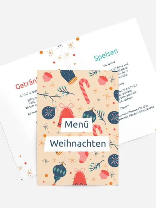 Menükarte Weihnachten Buntes Spielzeug