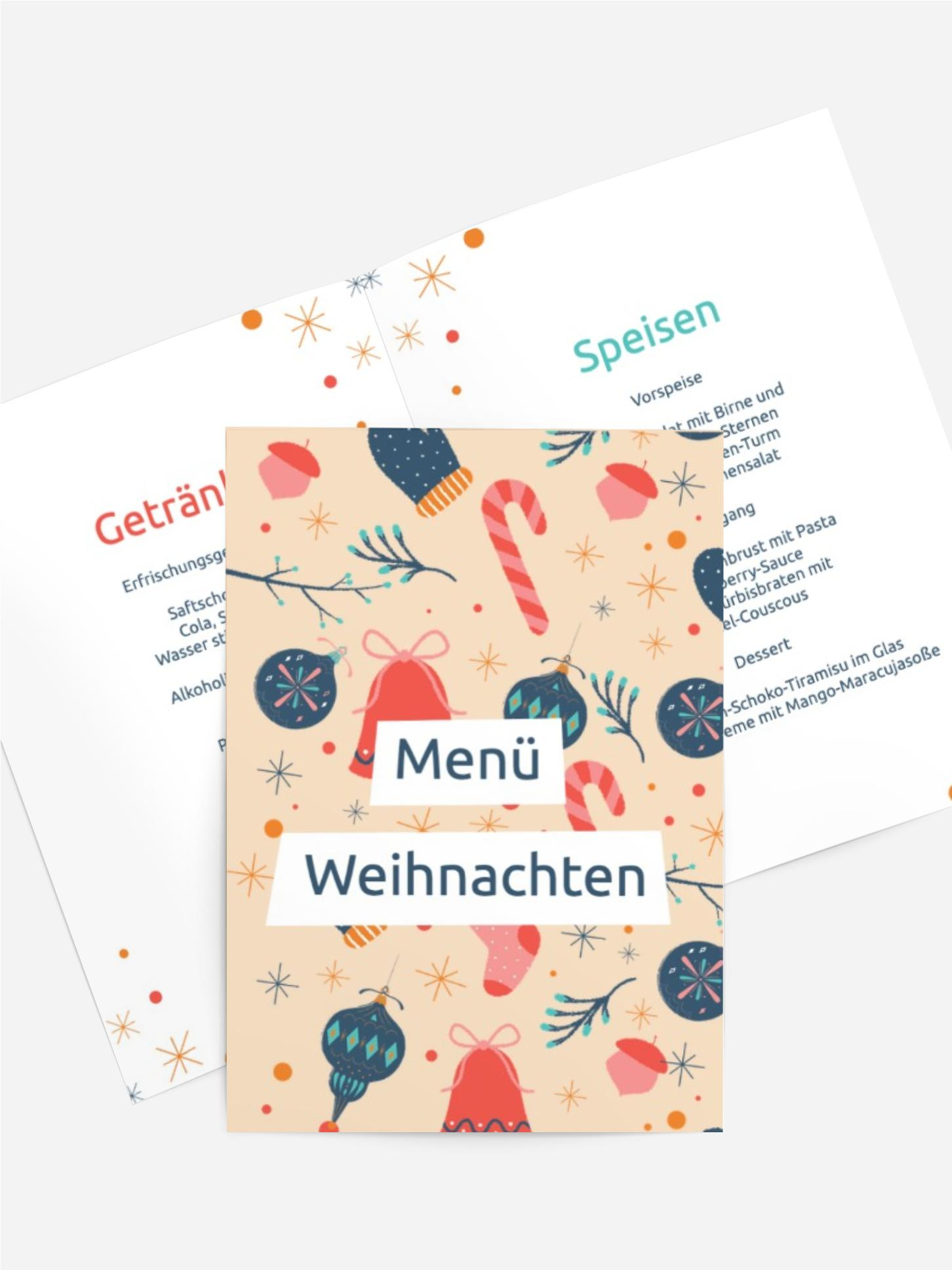 Menükarte Weihnachten Buntes Spielzeug