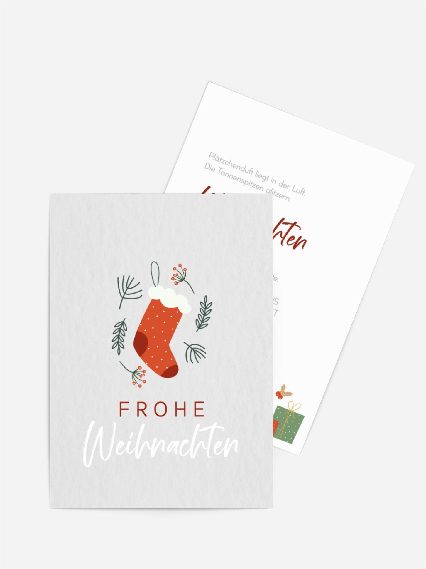 Grußkarte Weihnachten Rote Socke Grußkarte Weihnachten Rote Socke