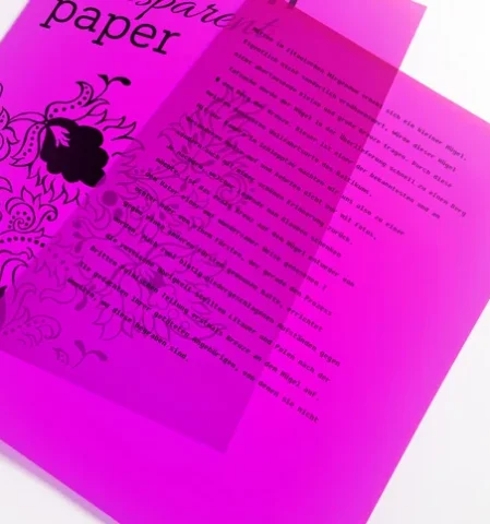 Transparentpapier bedrucken in vielen Farben, hier zwei Bögen A4 in violett.