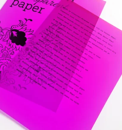 Transparentpapier bedrucken in vielen Farben, hier zwei Bögen A4 in violett.